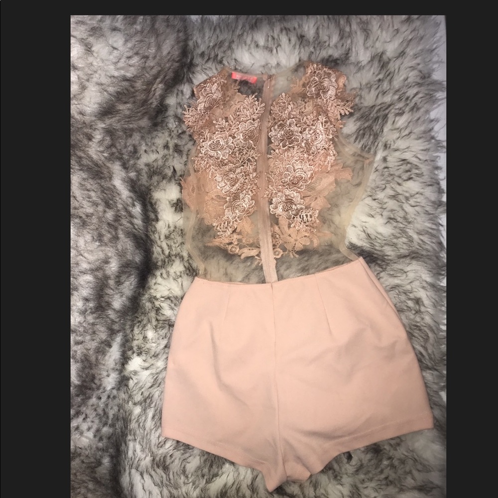Peachy transparent lacy romper